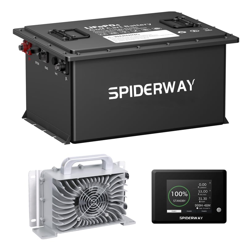 51.2V 105Ah golf cart lithium battery on white background