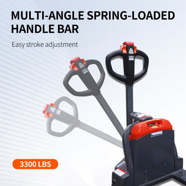 Adjustable forks on electric pallet truck, fork length from 29 to 46 inches