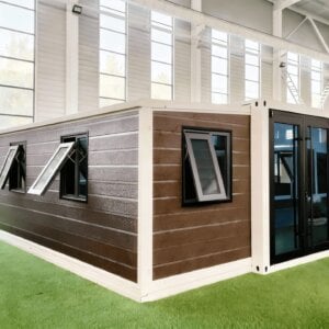 Foldable container house expandable prefab home side view