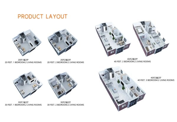 Layout diagram of the 40ft expandable container house