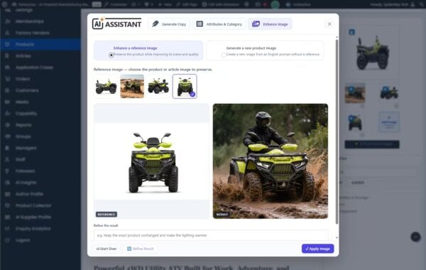 AI e-commerce operations automation for manufacturer websites on FactorySea