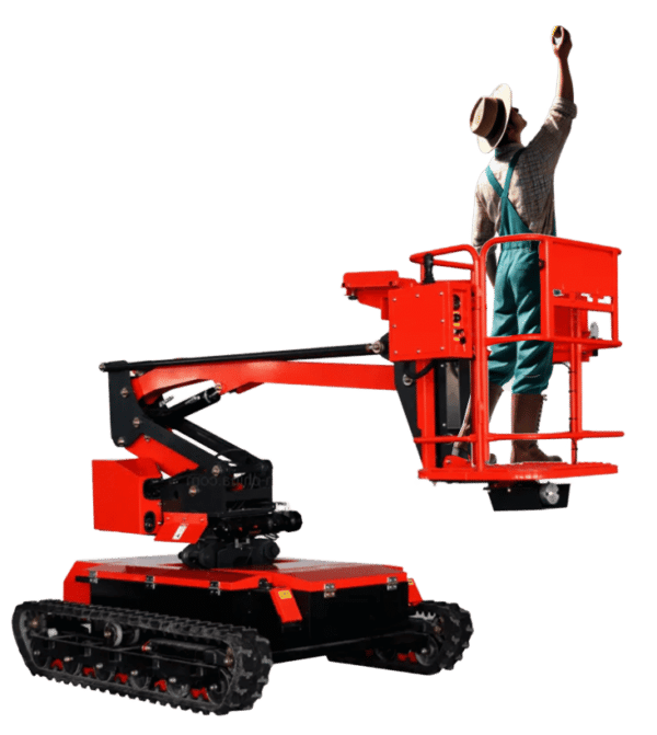Electric Orchard Lift for Macadamia Harvesting Electric orchard lift for elevated macadamia harvesting work