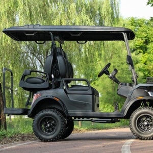Lifted HAVOS golf cart with lithium battery for outdoor use