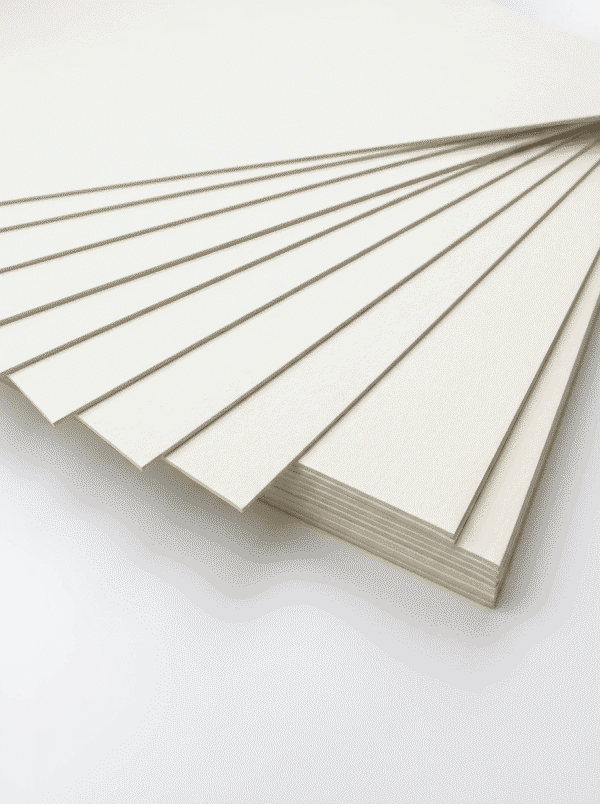 Virgin Pulp SBS Paperboard Close-Up Virgin pulp SBS paperboard close-up showing coated white surface and excellent printability