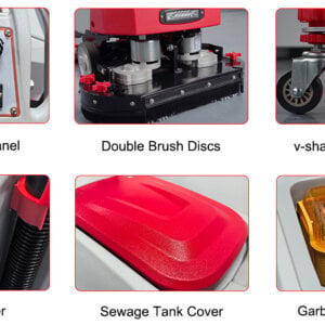 X660S floor scrubber brush and squeegee detail