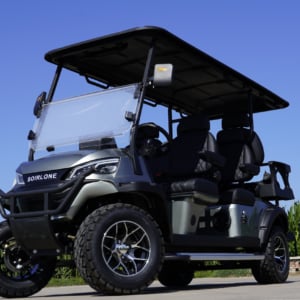 New 4+2 seater golf cart with four main seats and two rear seats, featuring LFP battery and CarPlay screen