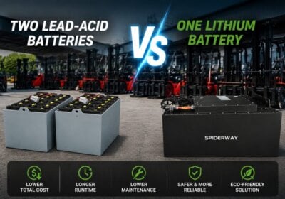 Comparison of one lithium battery to two lead-acid batteries for forklift fleet