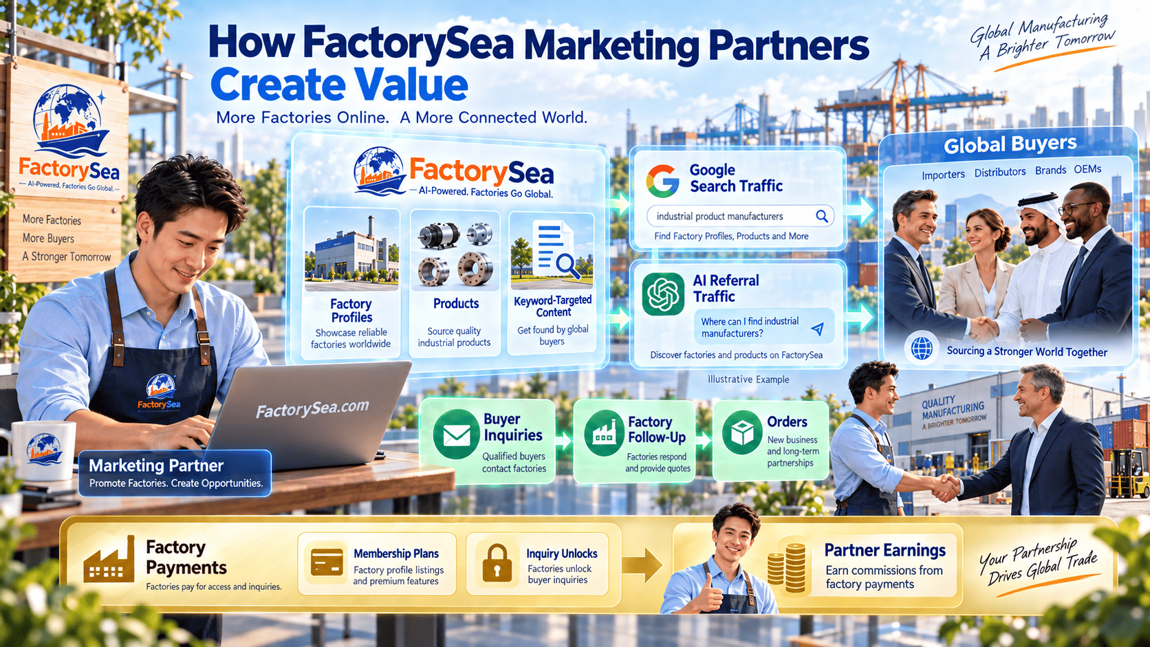 FactorySea keyword and traffic monetization for agent partners