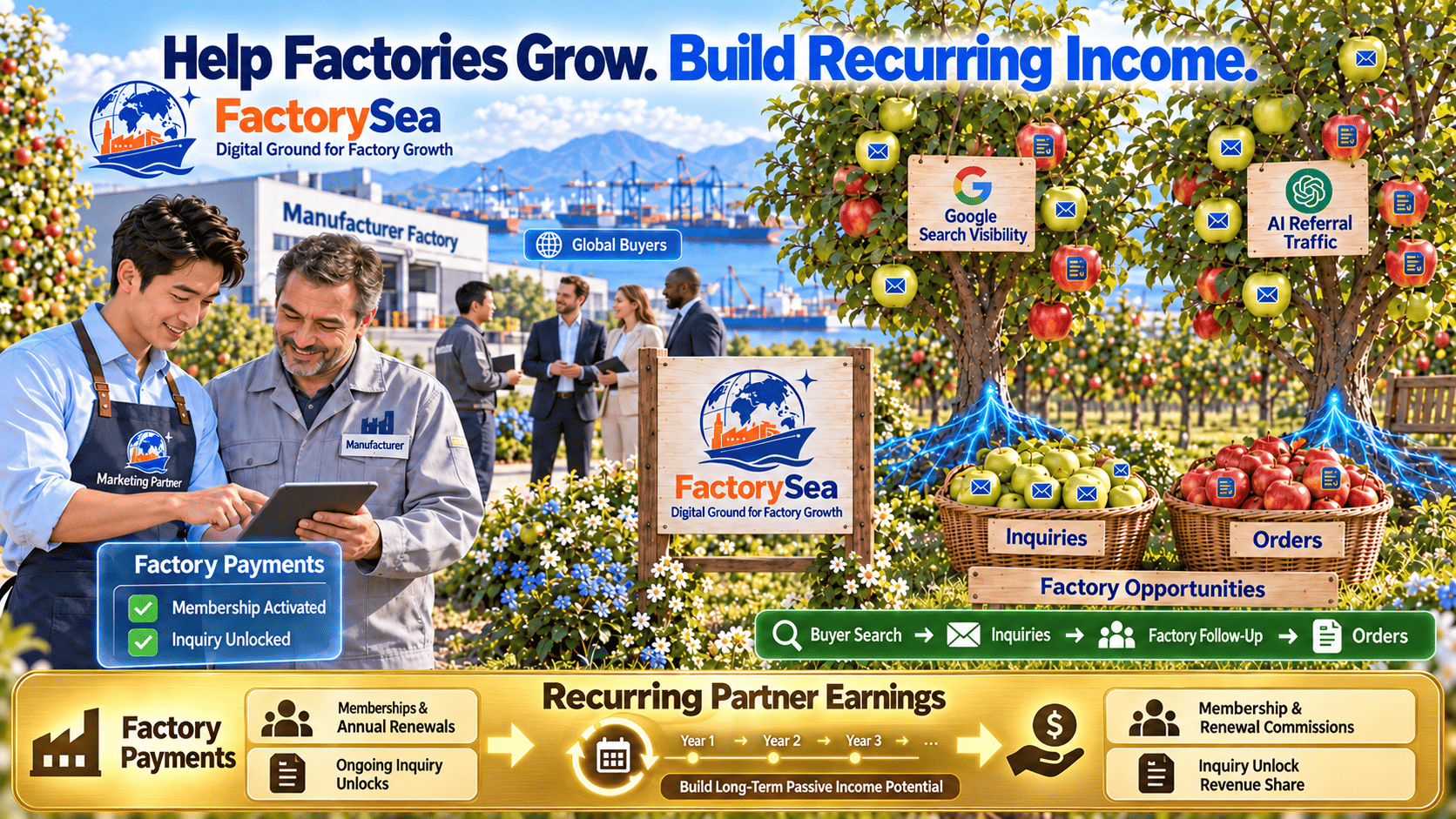 FactorySea agent partner commission growth from factory store claims