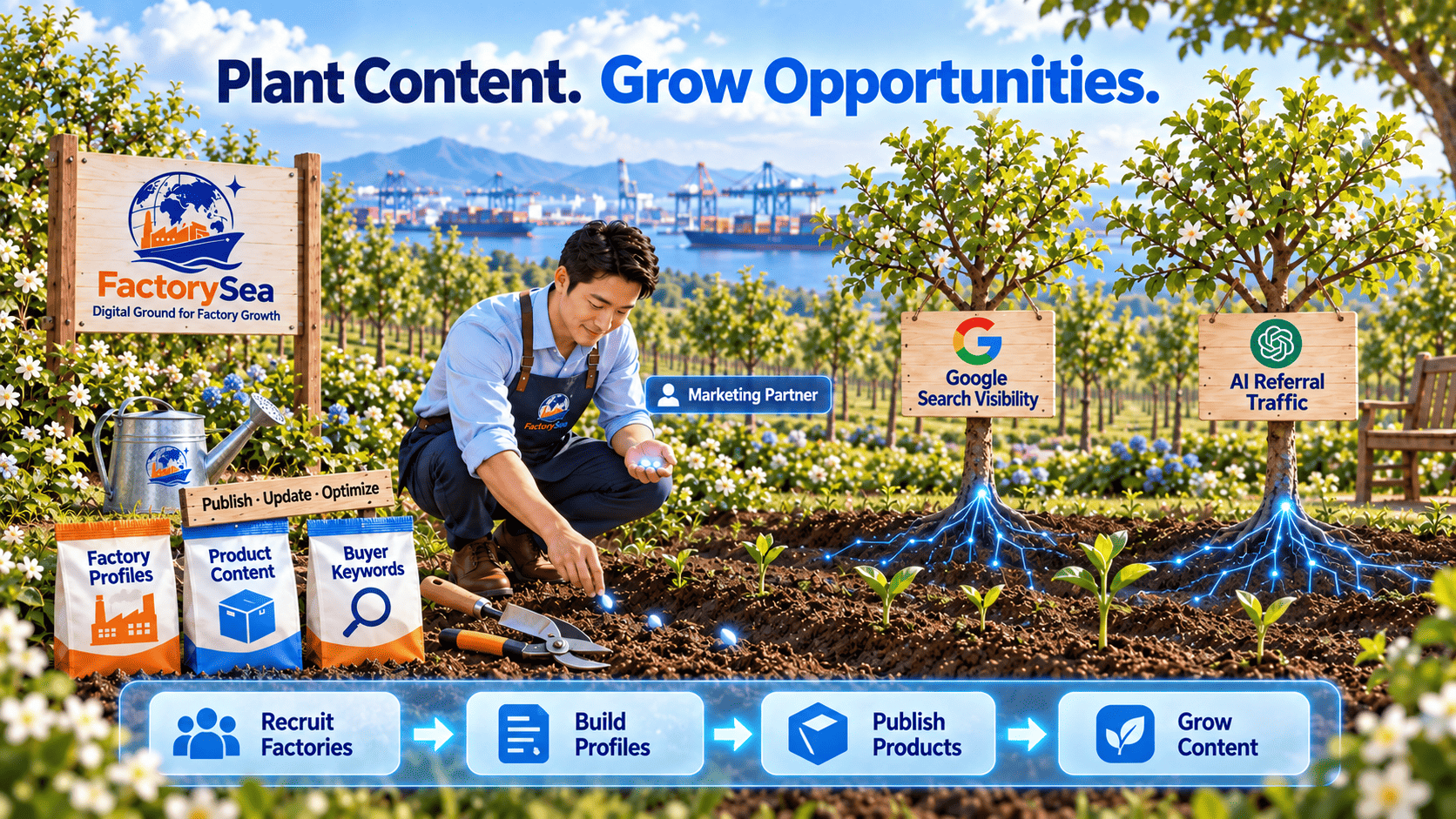 FactorySea agent content and ranking growth for factory stores