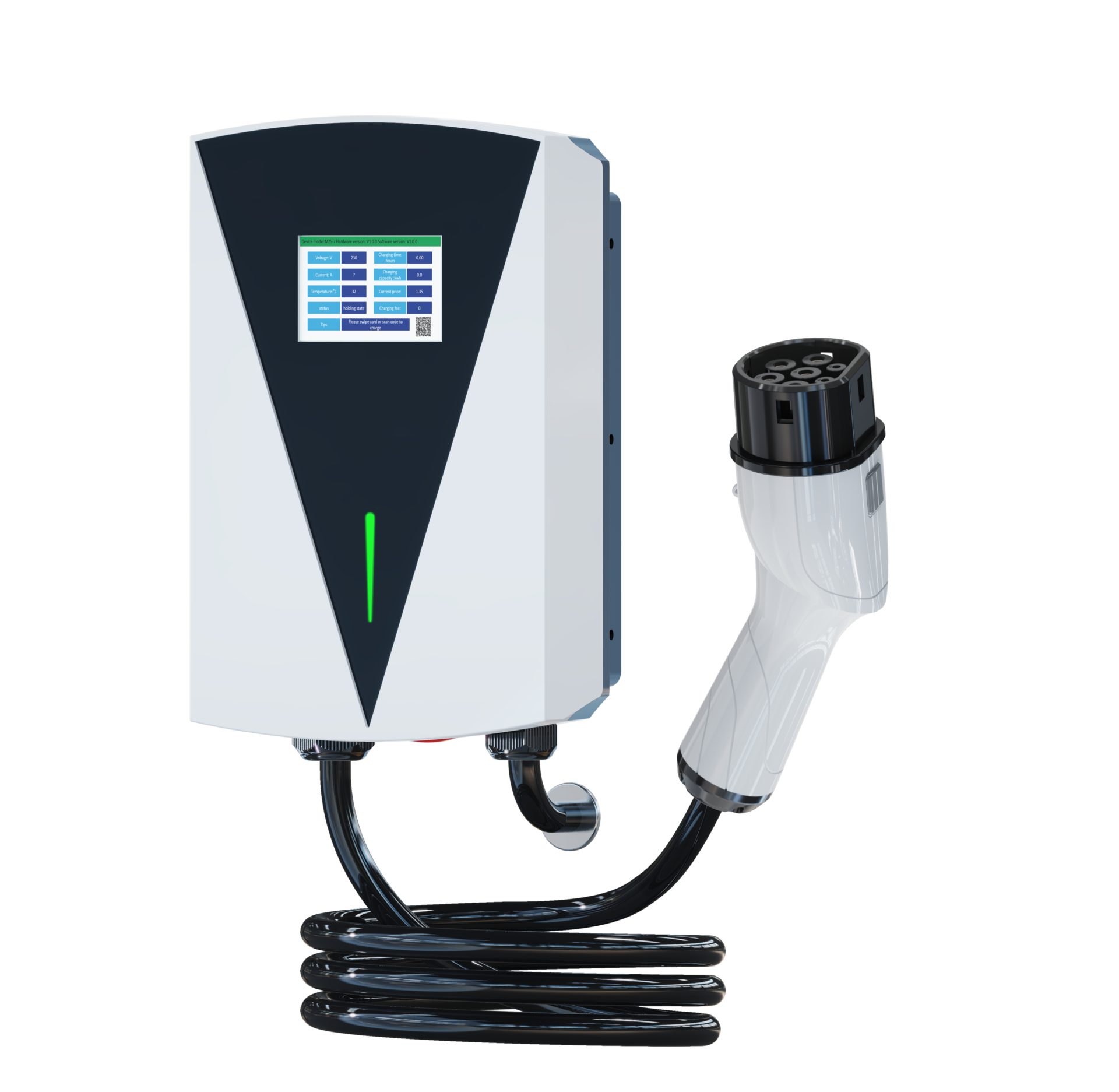 Z6A Type 2 wall-mounted AC EV charger for Level 2 electric vehicle charging